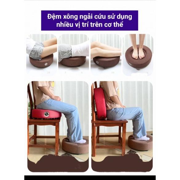 Đệm xông chườm ngải cứu đa năng giúp giảm đau mỏi .Đệm ngồi xông ngải cứu nút xoay điều chỉnh nhiệt độ .