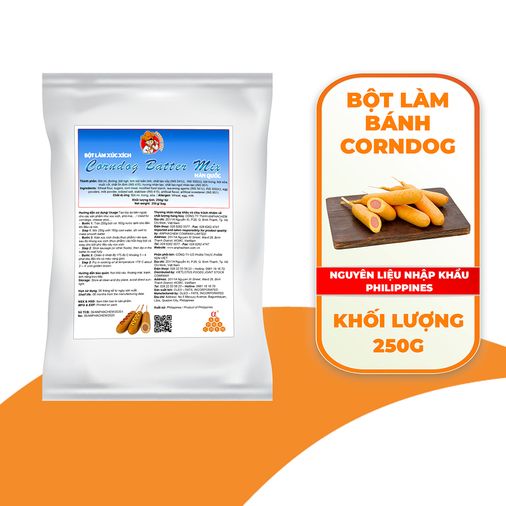 Bột làm bánh Corndog phô mai que Hàn Quốc pha sẵn tiện dụng dễ làm - Nguyên liệu nhập khẩu Philippines