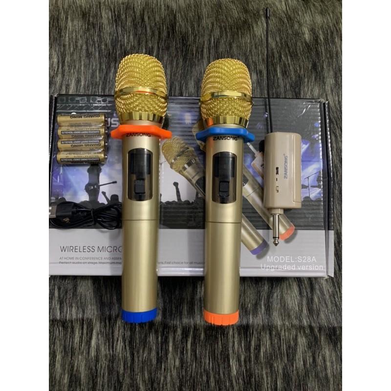 Combo hai mic không dây hát karaoke,hát livestream S28A hàng chính hãng Zansong