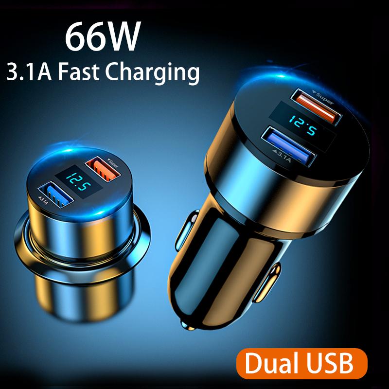 Dual USB 66W 3.1A Bộ sạc xe nhanh mini QC3.0 Bộ điều hợp điện