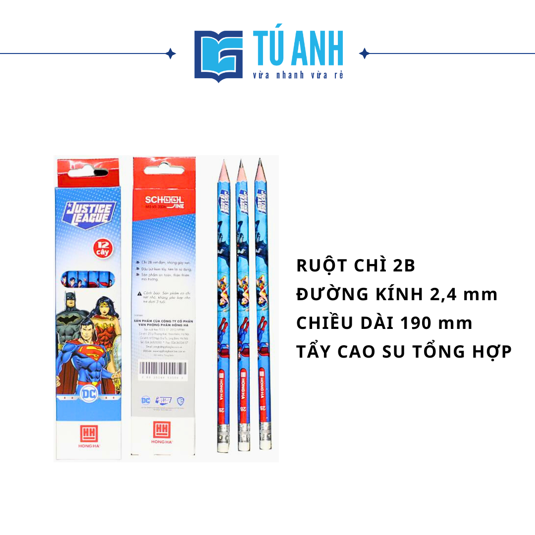 Bút chì 2B Hồng Hà (Hộp 12 cây)