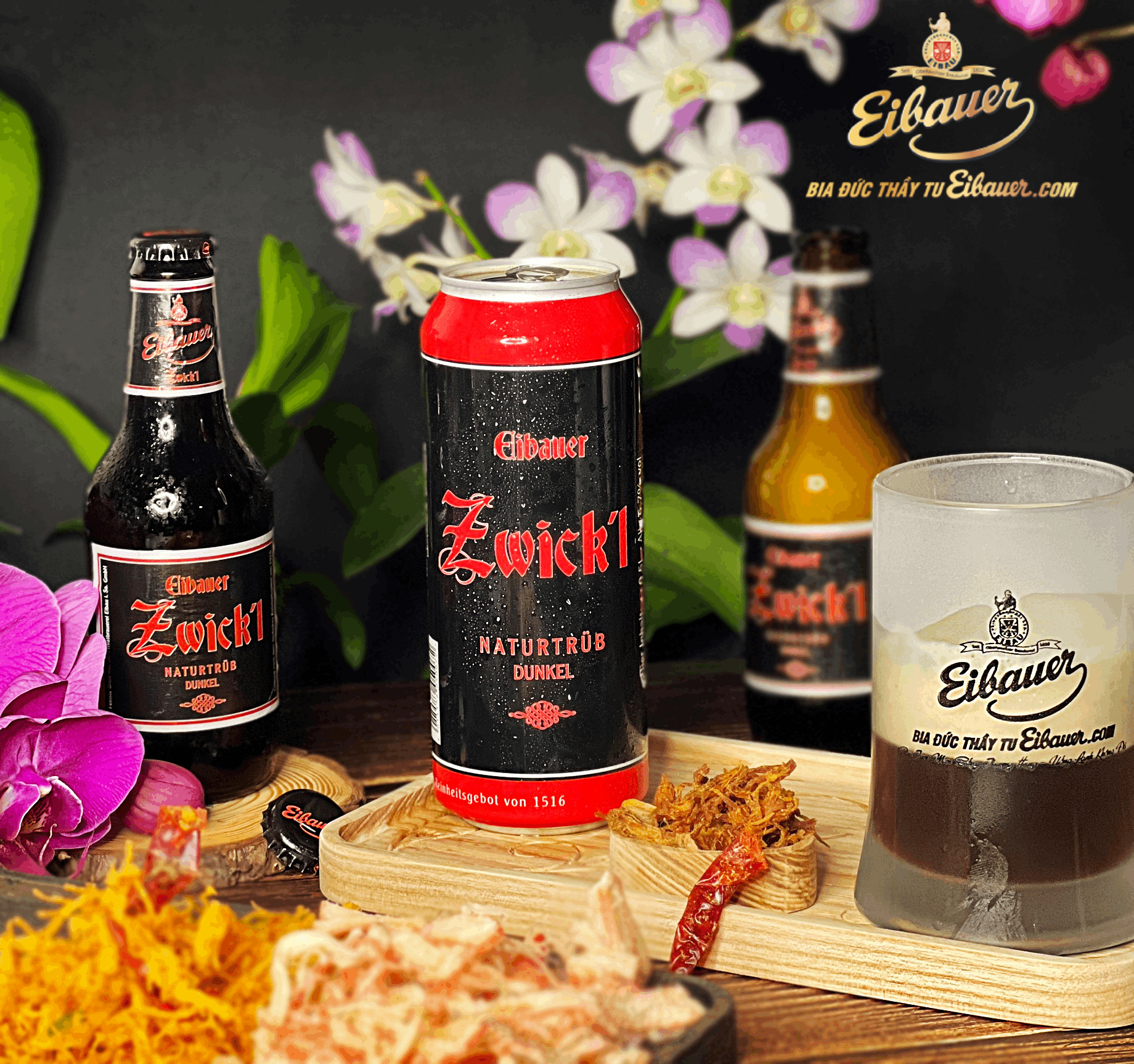 [BIA ĐỨC NHẬP KHẨU] Thùng 24 Lon Bia Thầy Tu EIBAUER ZWICK'L NATURTRÜB DUNKEL  6.7% 500ml - Hương Vị Độc Tôn Caramel Rang Cháy - Bia Đức Nhập Khẩu Chính Hãng