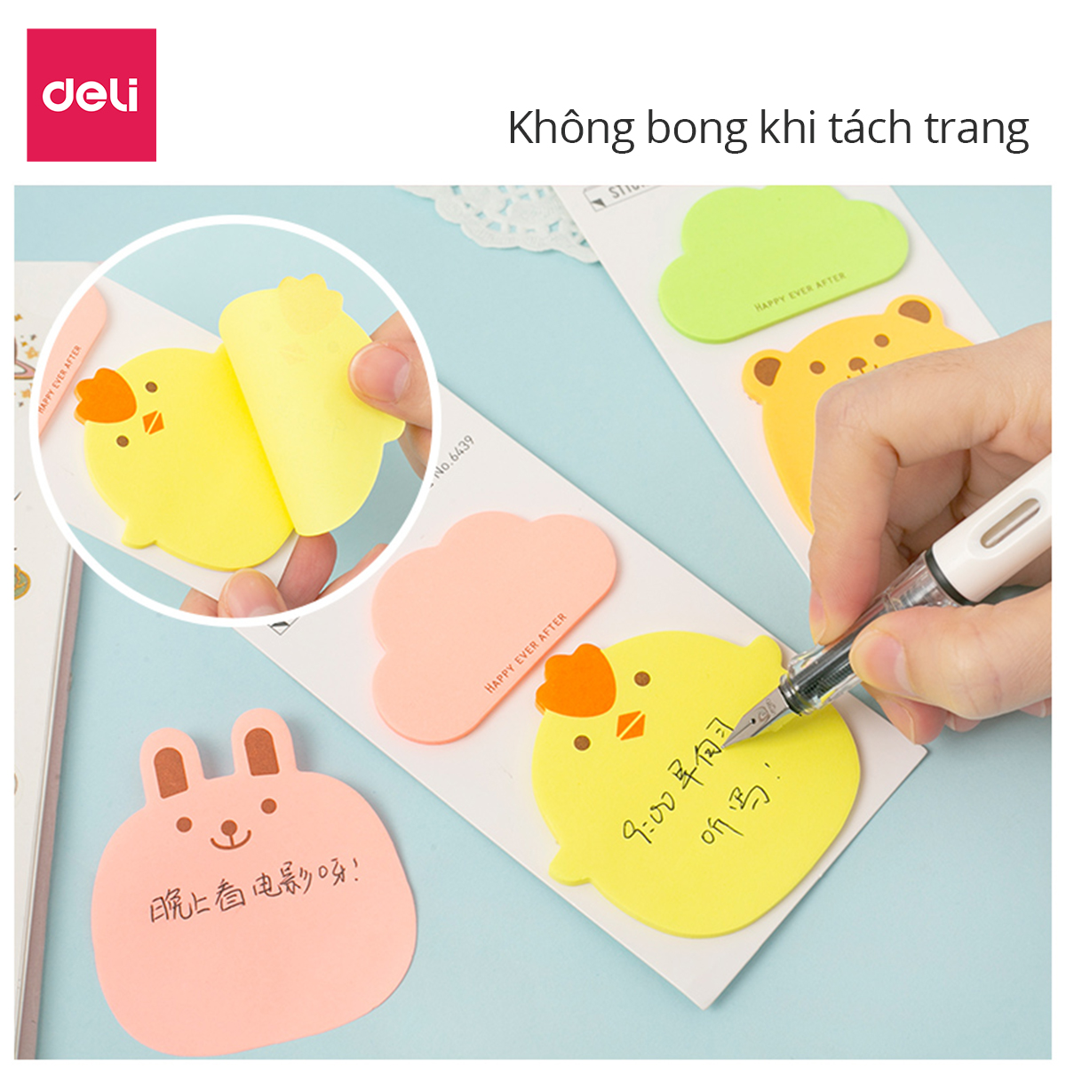 Giấy nhớ học sinh hình dễ thương Deli - Màu ngẫu nhiên - Giấy note, giấy nhắn - 6439