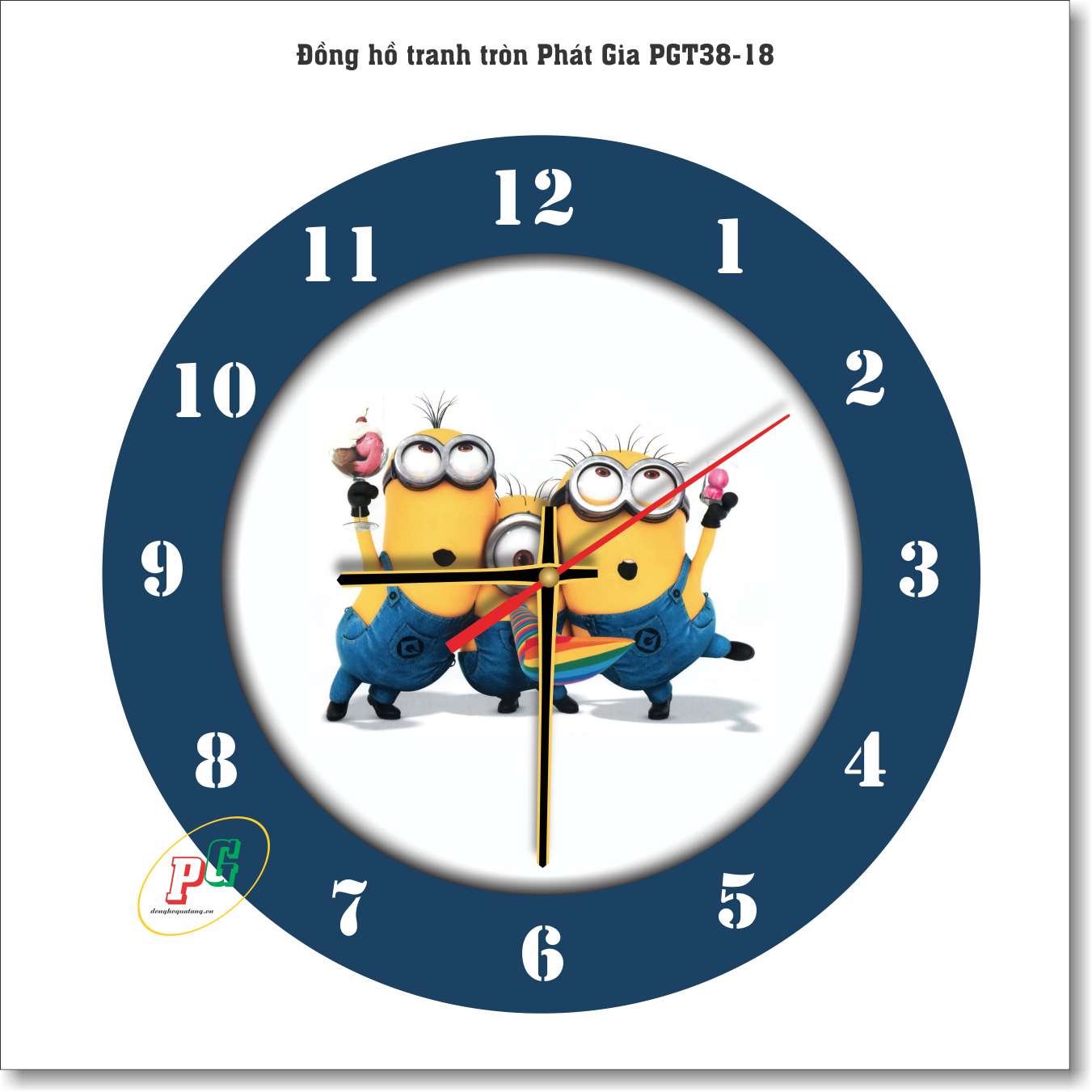 Đồng hồ treo tường, đồng hồ tranh treo tường, đồng hồ dạng tròn, đồng hồ độc lạ, đồng hồ treo phòng khách, phòng ngủ, nhà bếp, đồng hồ tranh quà tặng Phát Gia PGT38-18