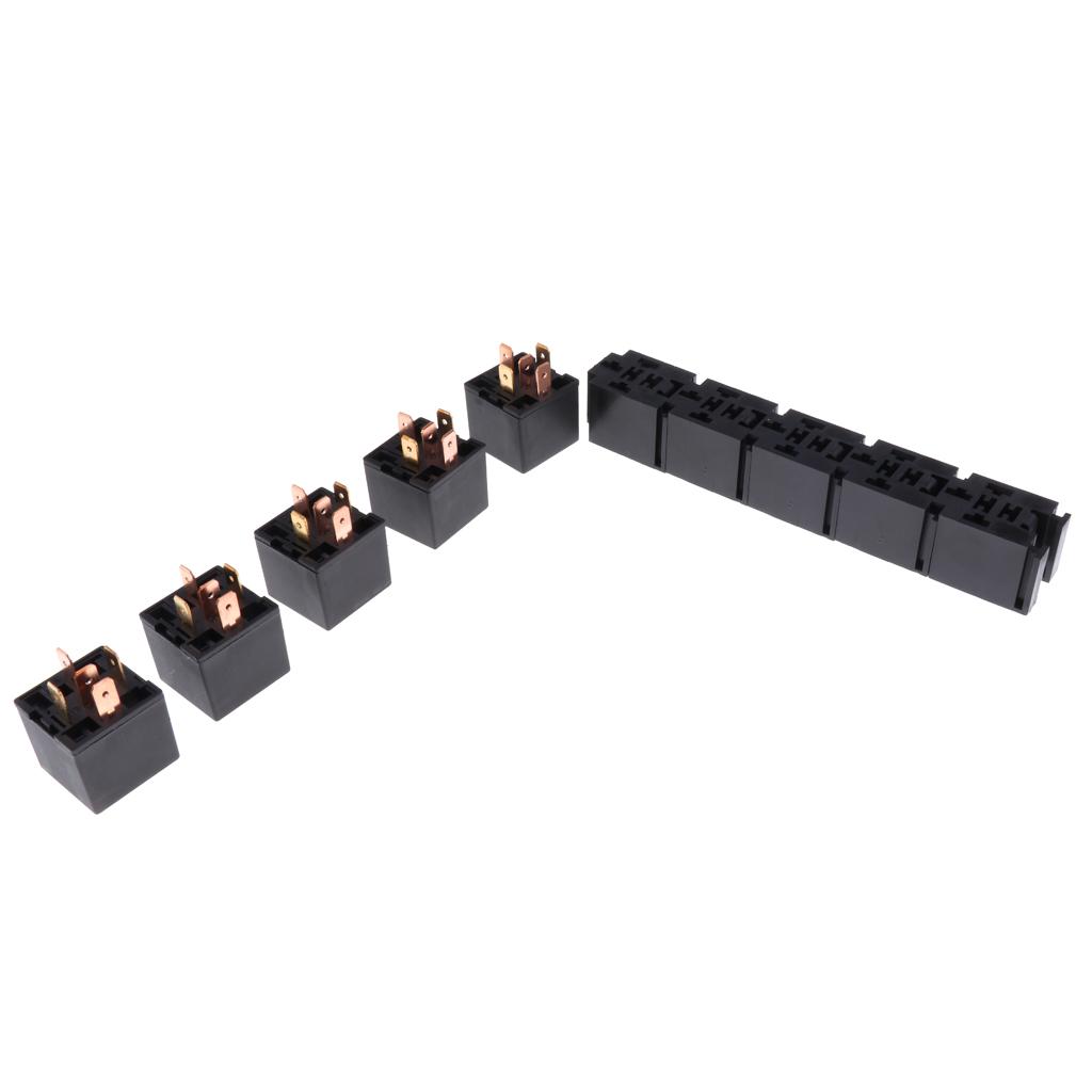 5 Pieces Automotive 12V 80A 5 Pin Relay Socket Connector Holder Terminals