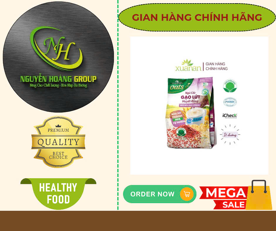 COMBO 6 :Gói Ngũ Cốc Gạo Lứt Huyết Rồng Ít Đường 400g