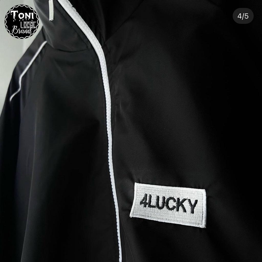 Áo Khoác Dù Mero thêu 4LUCKY phối Line 2 lớp nam nữ form rộng Unisex