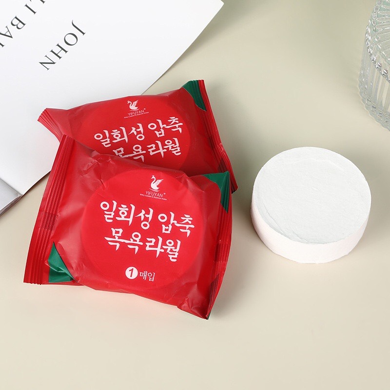 Khăn Tắm Viên Nén Du Lịch Túi Đỏ Dùng Một Lần, Khăn Tắm Cotton Tiện Lợi, Đa Năng Thấm Nước Tốt GD650-KDo-140