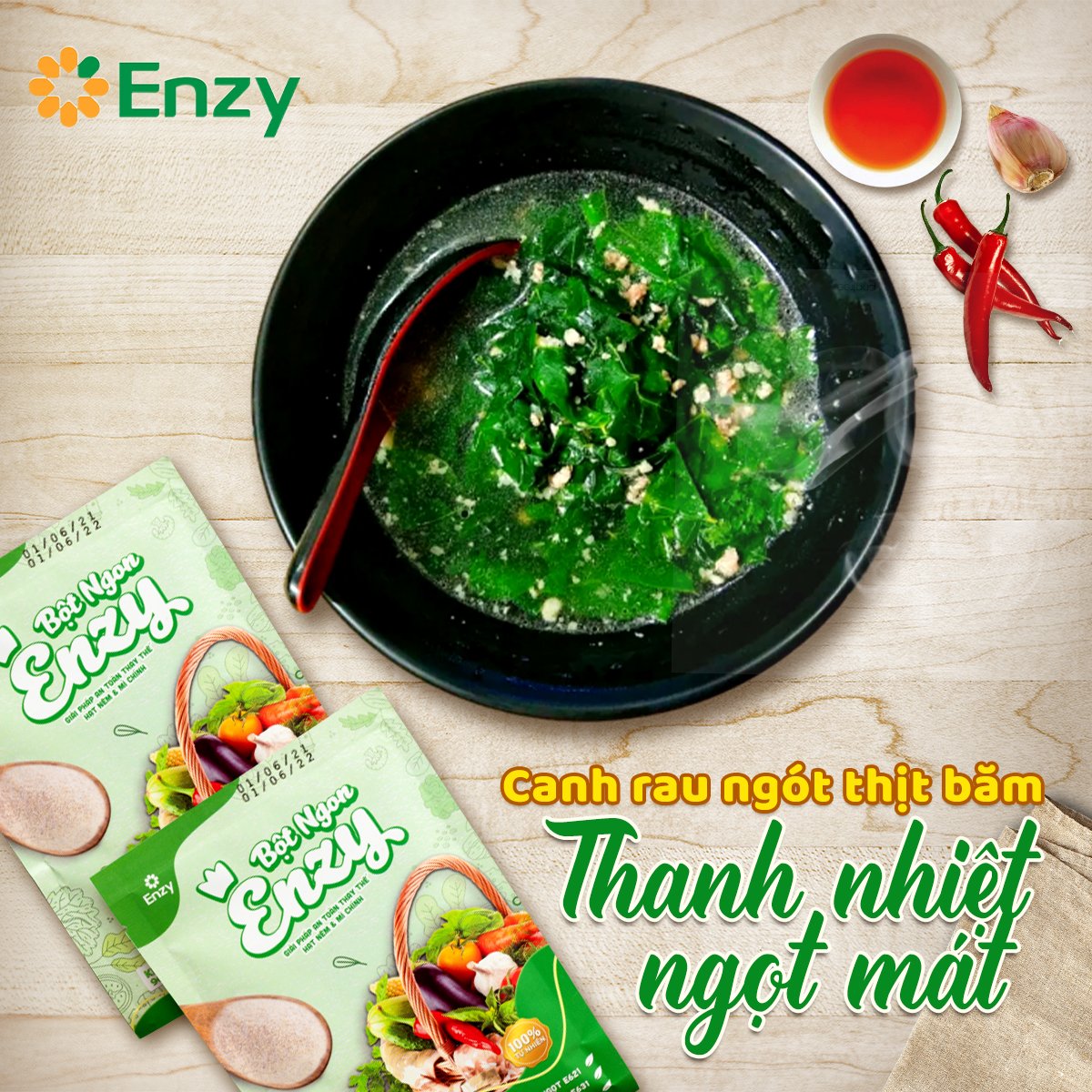Combo &quot;Nhà hàng&quot; 45 gói bột nêm rau củ Enzy healthy dùng thay thế gia vị cả chay và mặn.