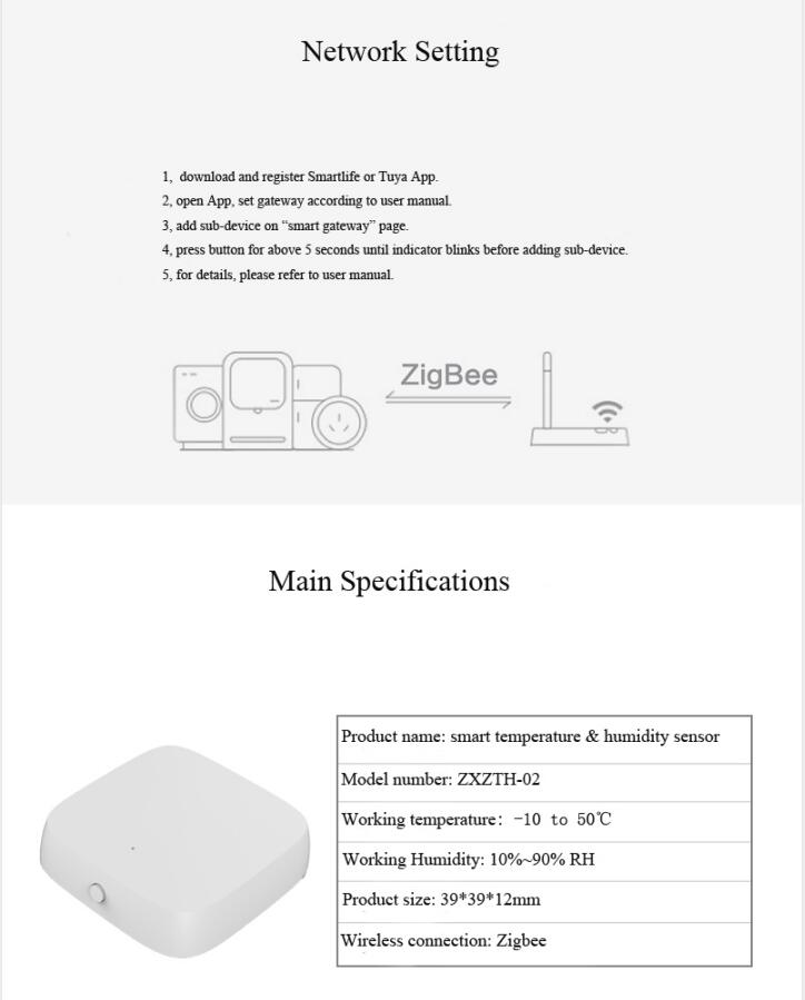 Cảm biến nhiệt độ và độ ẩm Zigbee Tuya tự động từ xa