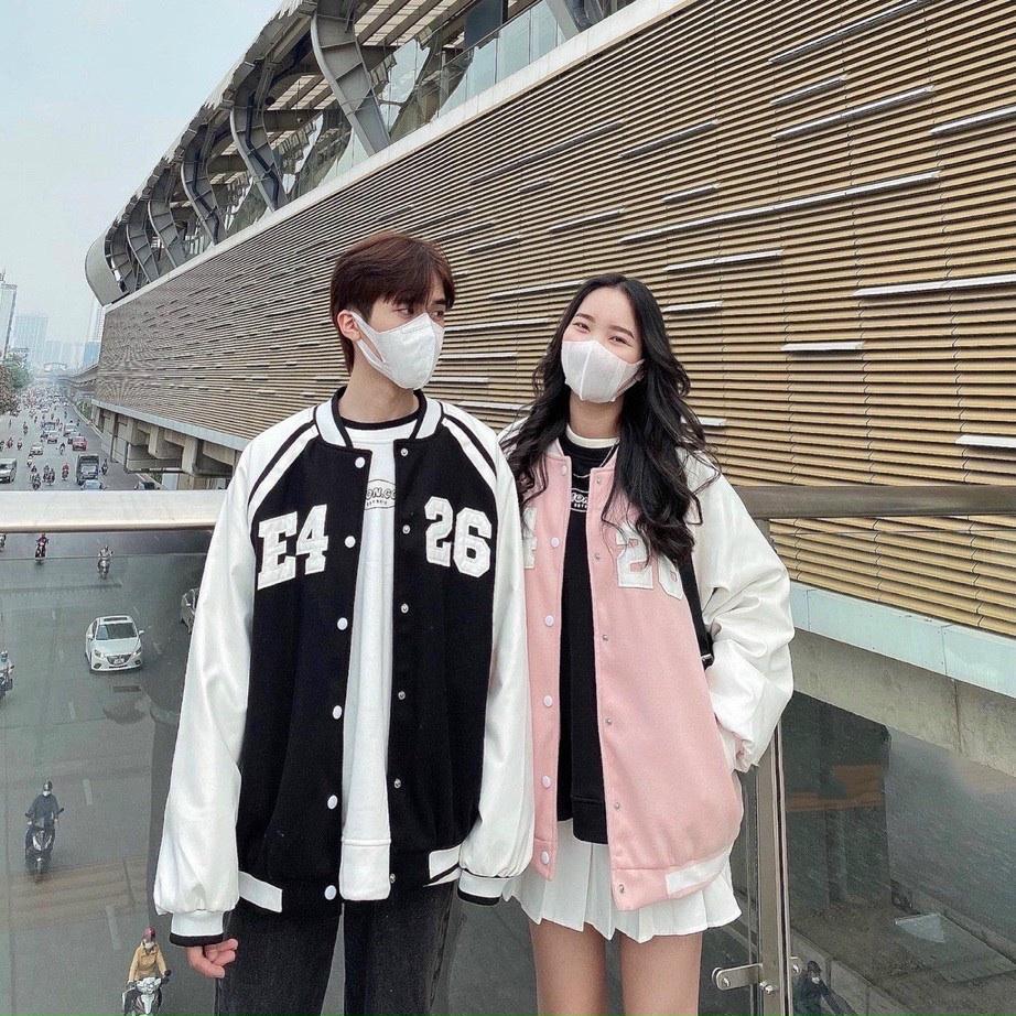 Áo Khoác Bomber Jackets Varsity IN Chữ Chất Da Lộn Lót Dù Form Rộng Basic Nam Nữ Unisex Couple Ulzzang