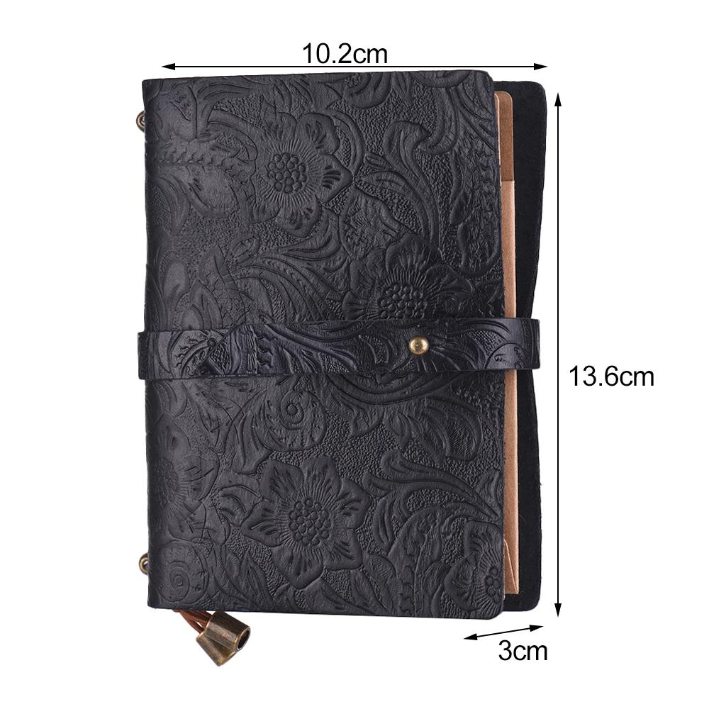 Leather Vintage Embossed Pattern Travel Journal Notebook Lined Blank Grid Paper Diary Refillable Notepad Gift for Men &