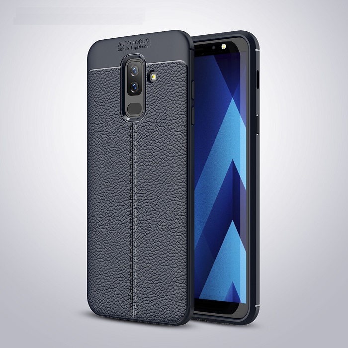 Ốp lưng silicon giả da, chống sốc chính hãng Auto Focus dành cho Samsung Galaxy A6+ Plus 2018