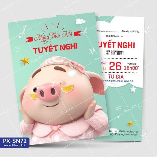 Thiệp thôi nôi – sinh nhật theo yêu cầu Pluxi