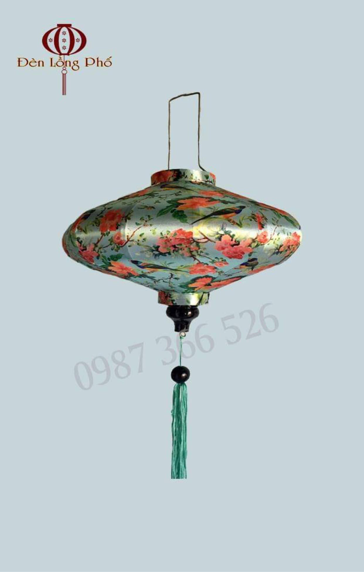 Đèn lồng kiểu đĩa bay chất liệu vải phi họa tiết 3D xuất xứ Hội An