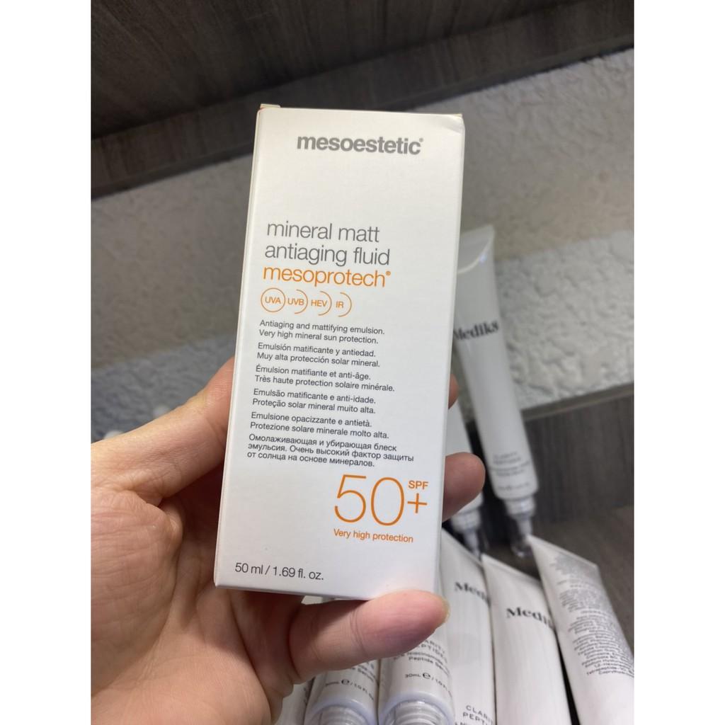 Kem chống nắng thế hệ mới Mesoestetic Mineral Matt Antiaging Fluid Mesoprotech SPF 50+