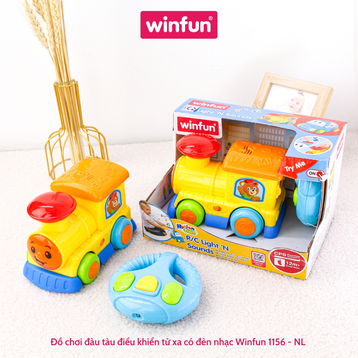 Đồ chơi đầu tàu hỏa điều khiển từ xa có đèn nhạc Winfun 1156 cho bé