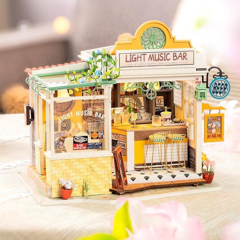 Mô hình nhà DIY Doll House Light Music Bar DG147 Miniature