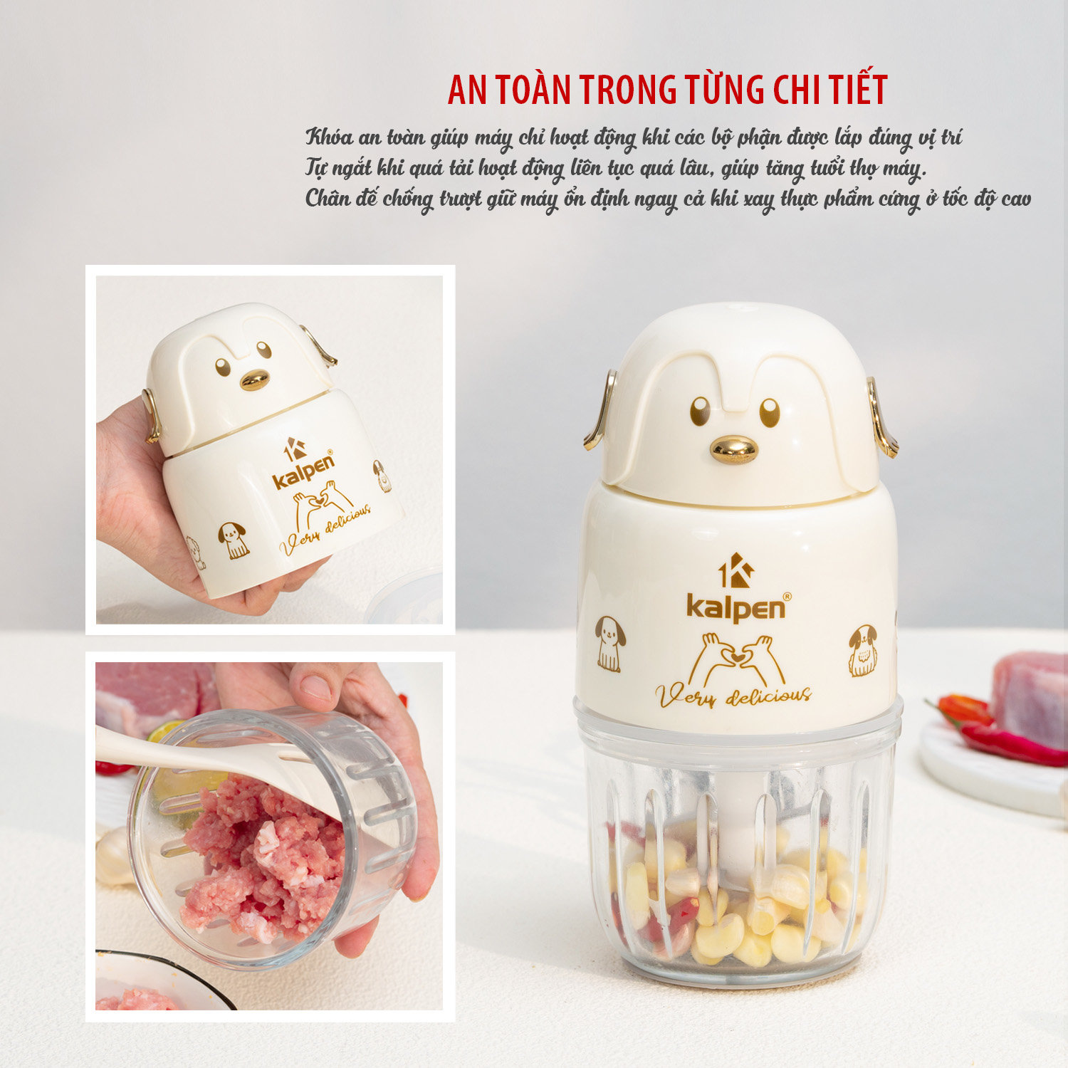 Máy xay thịt đa năng cối thuỷ tinh Kalpen OL2 dung tích 300ml, công suất 350W, bảo hành 2 năm - Hàng chính hãng