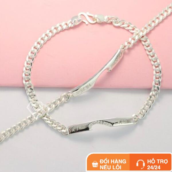 Lắc Tay Bạc Đôi Lylysilver Hình Trái Tim Khắc Tên