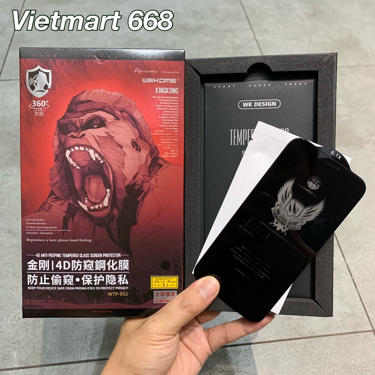 Kính Cường Lực Chống Nhìn Trộm KingKong Dành Cho iPhone – Full Hộp – Dán Full Màn – Hàng Chính Hãng – 12-12Pro 6,1