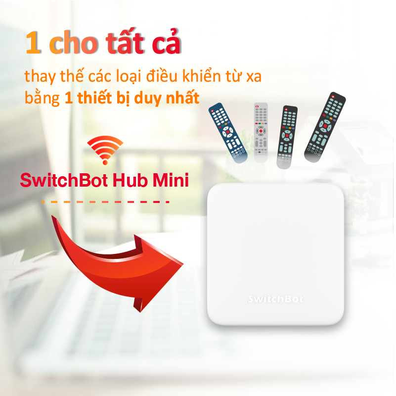 Bộ điều khiển trung tâm thông minh SWITCHBOT Hub Mini -Hàng chính hãng- IR blaster, kết nối Wifi cho các thiết bị cùng hệ, điều khiển máy lạnh, tương thích với Alexa, Google Home, HomePod, IFTTT