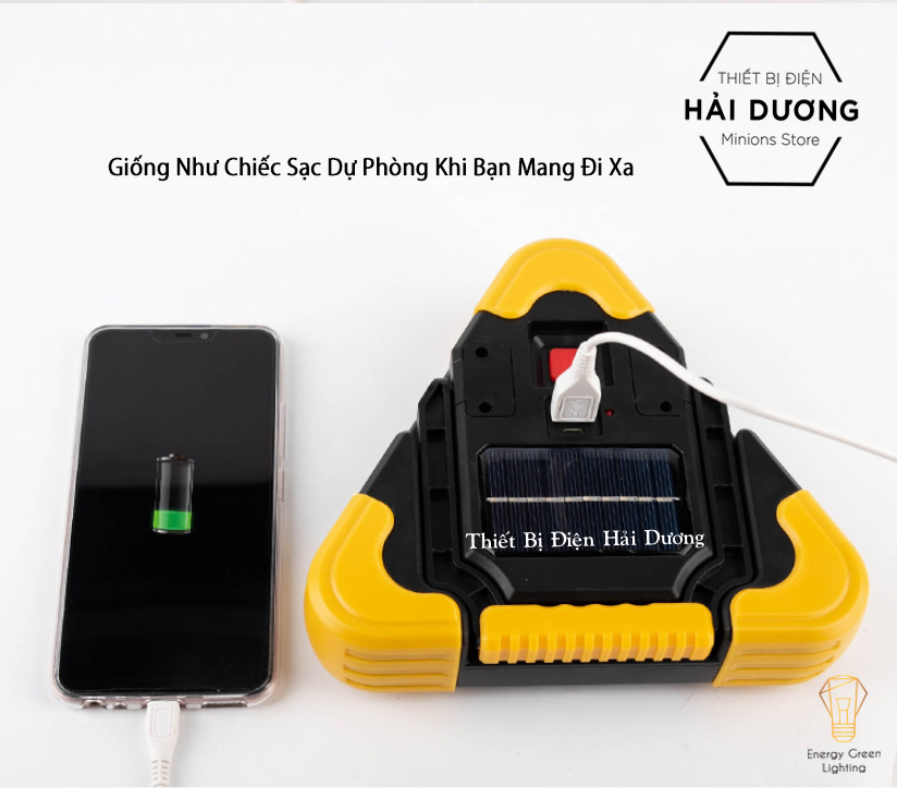 Đèn Pha Led Chiếu Sáng Cảnh Báo Nguy Hiểm Pin Sạc Tích Điện Tích Hợp Năng Lượng Mặt Trời XF-8819 - Có video