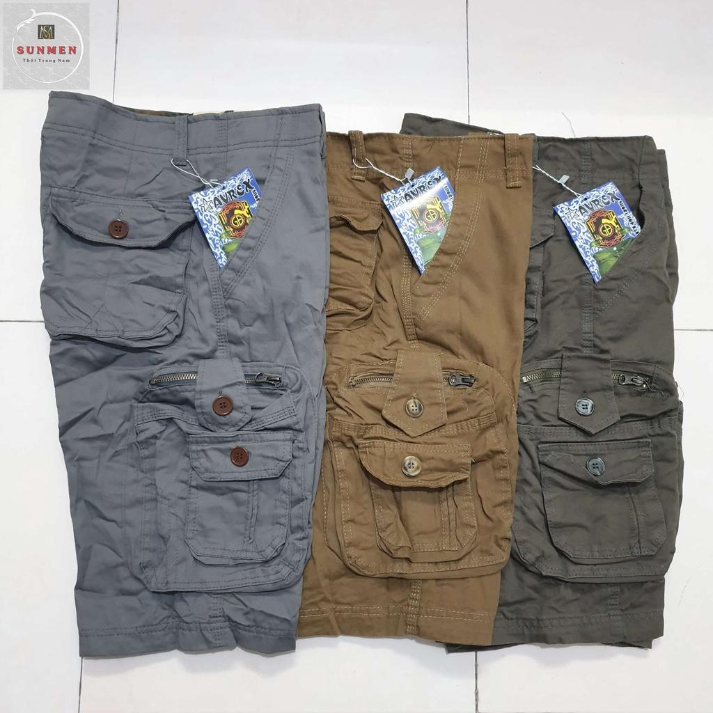 Quần Short Nam Kaki Lửng 6 Túi From Rộng Thoải Mái Phong Cách Bụi Bặm Có Túi Khóa Kéo SUNMEN Size Từ 28 - 38
