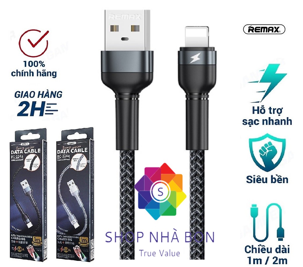Dây cáp sạc Remax RC-124i hỗ trợ sạc nhanh - Hàng Chính Hãng
