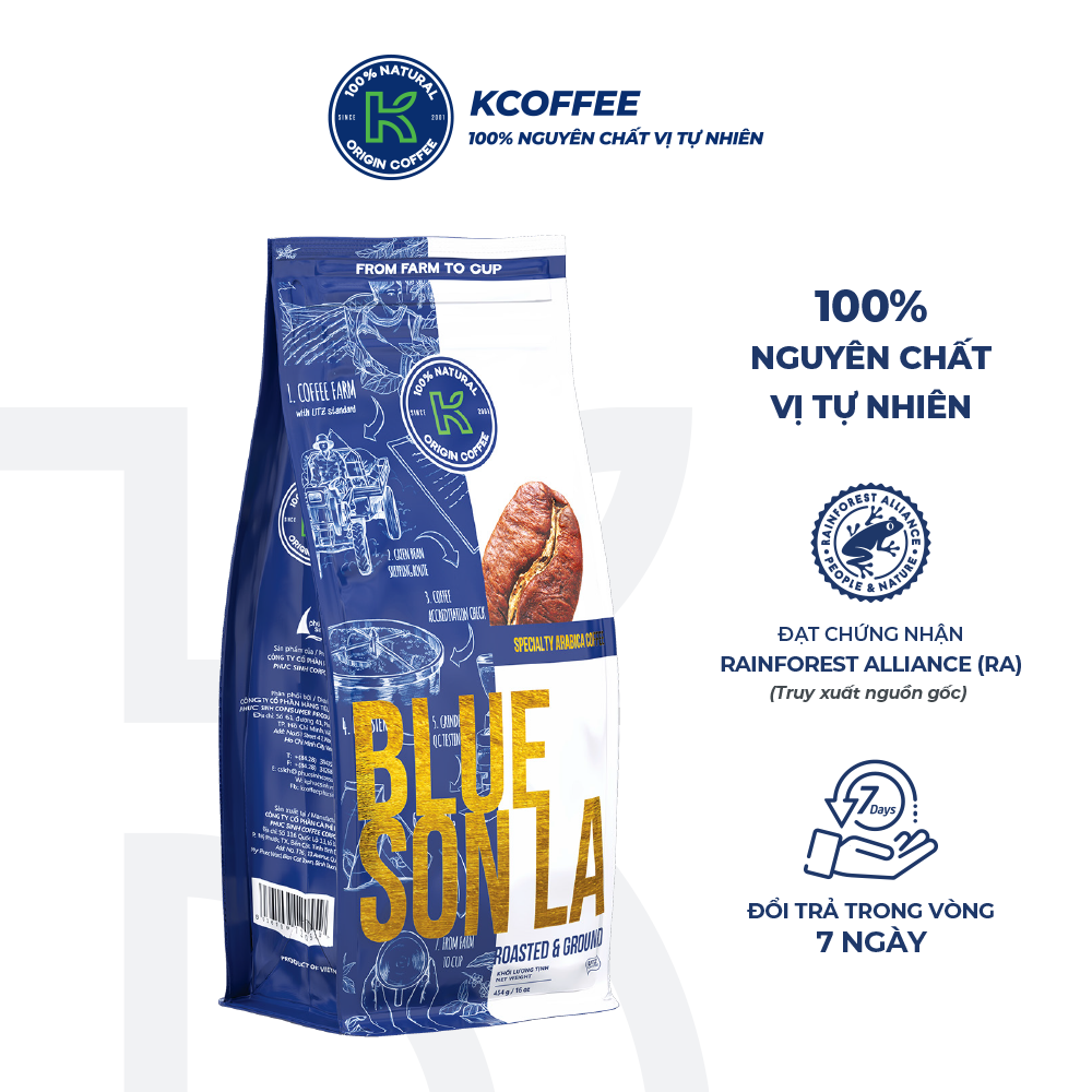 Cà phê K Coffee 100%  Arabica nguyên chất cà phê đậm vị Blue Sơn La (454g/Túi)