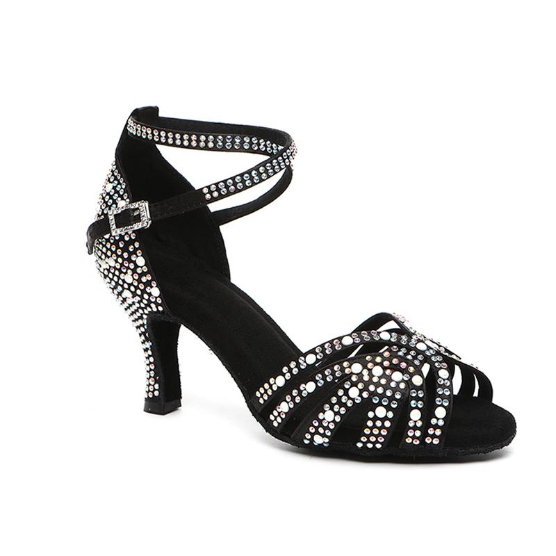 Giày cao gót phụ nữ để nhảy giày nhảy Latin của phụ nữ Girls Ballroom Modern Tango Shoes Ladies Salsa Party Sandal Color: 5cm Brown Shoe Size: 33