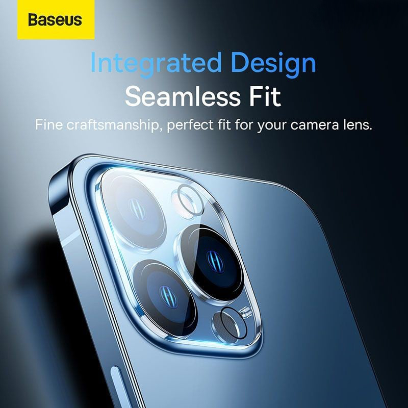 (Mua 1 tặng 1) Miếng dán kính cường lực bảo vệ camera cho iPhone 14 Pro / 14 Pro Max hiệu Baseus Full-coverage Lens mang lại khả năng quay video 8K (độ cứng 9H, mỏng 0.3mm, tặng kèm khung tự dán tại nhà) - Hàng nhập khẩu