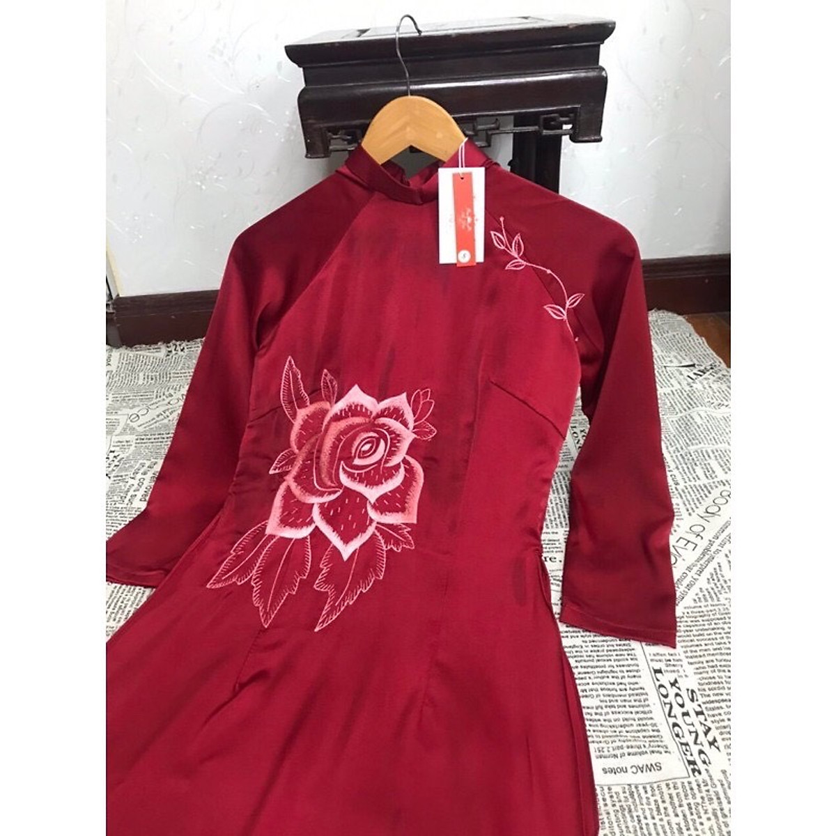 Áo Dài Truyền Thống Lụa Tằm Nhung Cao Cấp