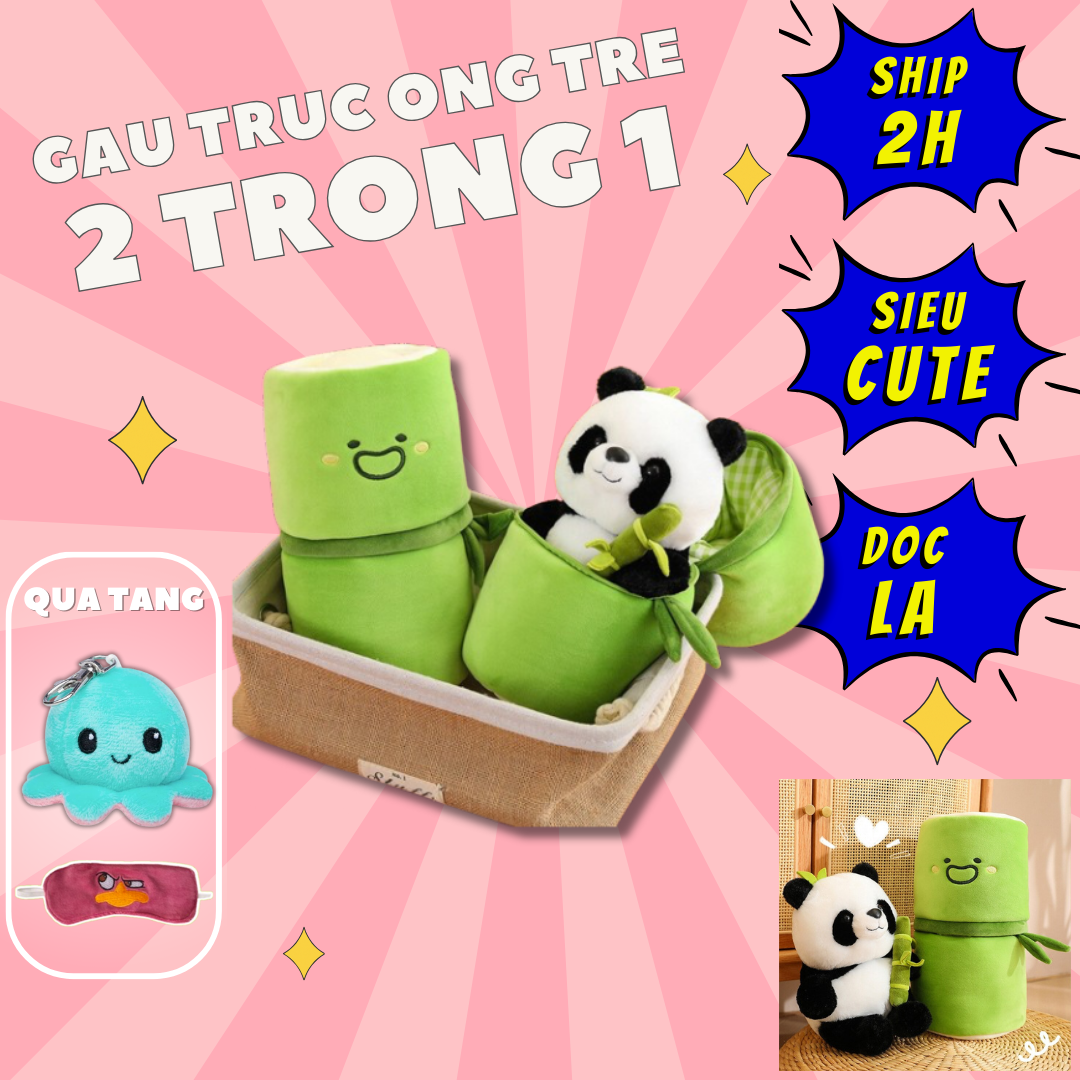 Gấu Bông Thú Bông Panda Gấu Trúc Trong Ống Tre Siêu Dễ Thương Quà Tặng Đáng Yêu