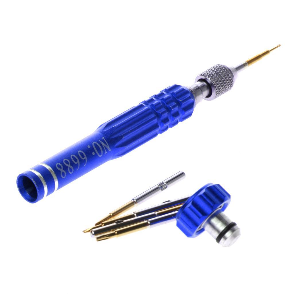 5 In 1 Aluminium Magnetic Phone Repair Opening Tool Screwdriver Set Blue