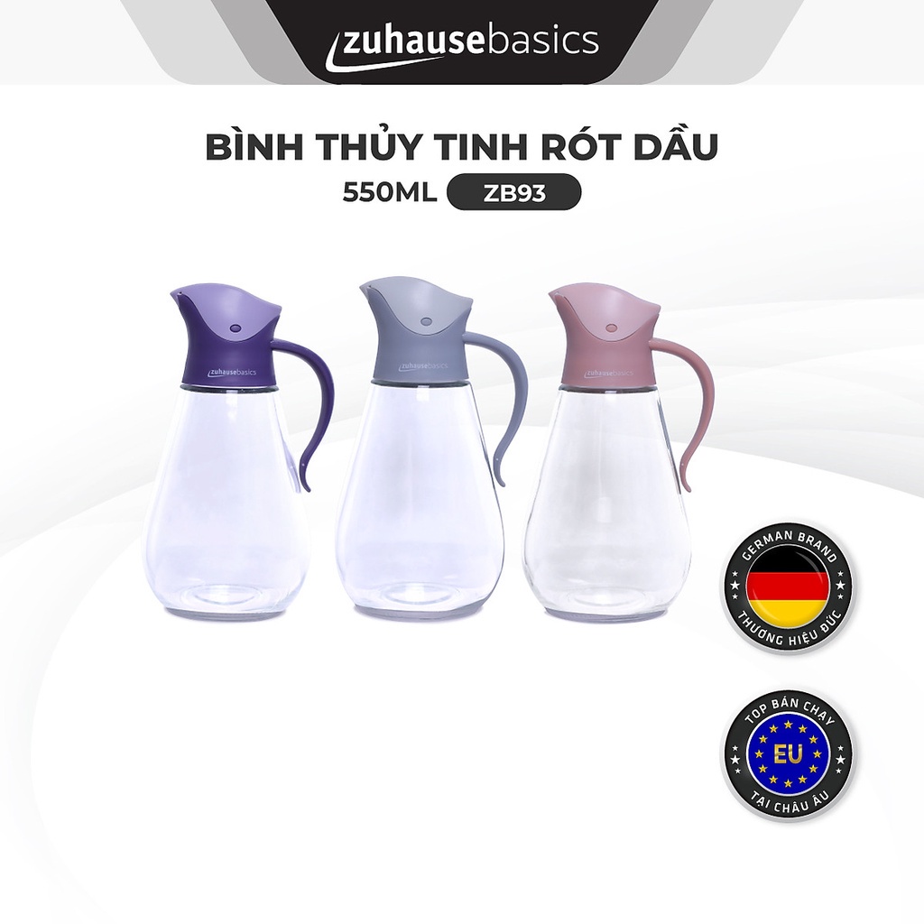 Bình thủy tinh rót dầu Zuhause basics ZB93 550ml- hàng chính hãng