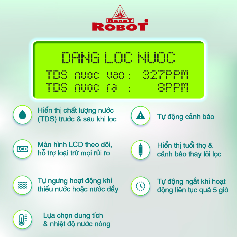 Máy Lọc Nước R.O Hydrogen Kiềm Nóng thông Minh ROBOT RBs-9HAQ - Hàng Chính Hãng