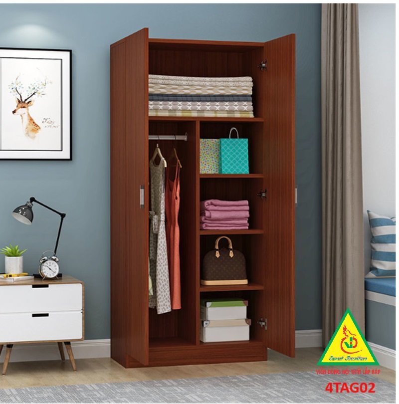 Tủ quần áo mini- Tủ quần áo gỗ MDF 4TAG02 - Nội thất lắp ráp Viendong adv