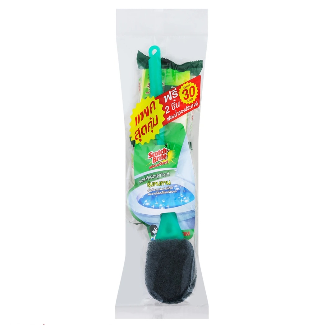 Cọ toilet sợi cước nylon siêu sạch tiện dụng Scotch-Brite 3M SB-TLSS - Tặng 2 mút rửa chén, làm sạch nhanh, sợi cước bền bỉ, tay cầm chắc chắn