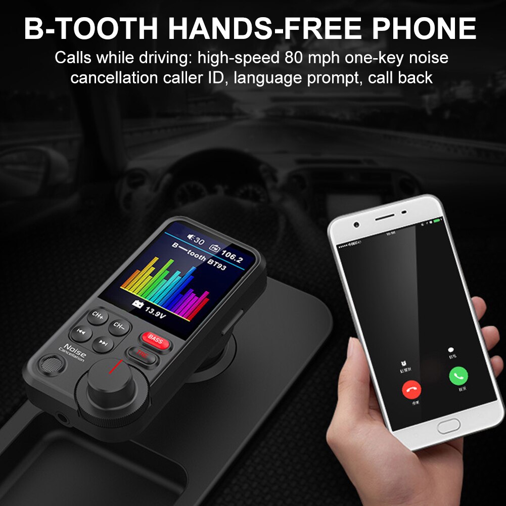 Máy phát âm nhạc FM trên ô tô, Máy nghe nhạc Car FM Transmitter Bluetooth-Compatible Wireless MP3 Player