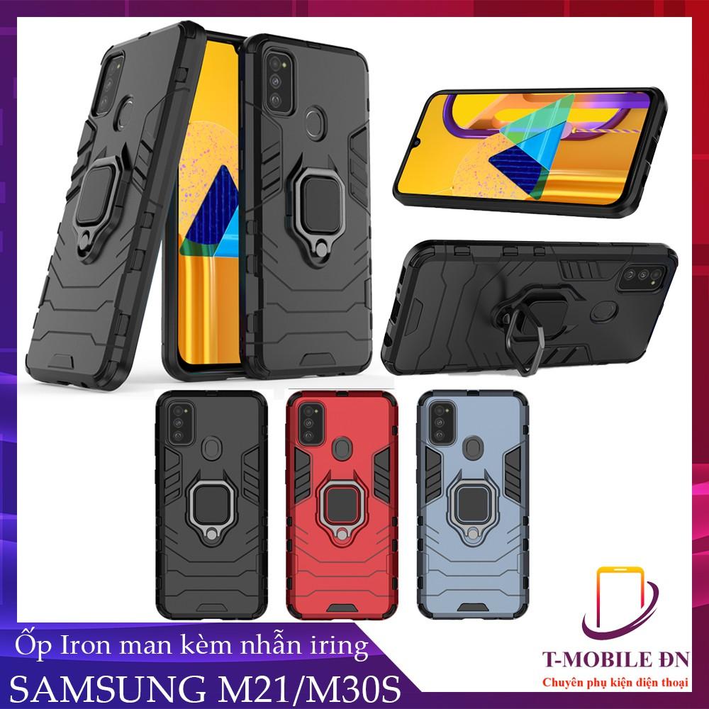 Ốp lưng cho Samsung M21 M30s iron man chống sốc kèm nhẫn xoay chống xem video bảo vệ camera