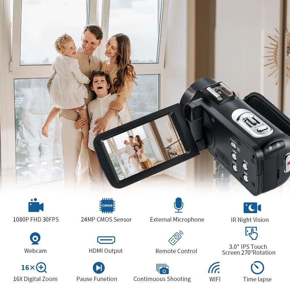 Máy quay máy ảnh máy ảnh kỹ thuật số Ordro hồng ngoại Vision 1080p Full HD Professional Filmadora cho video YouTuber Vlogging