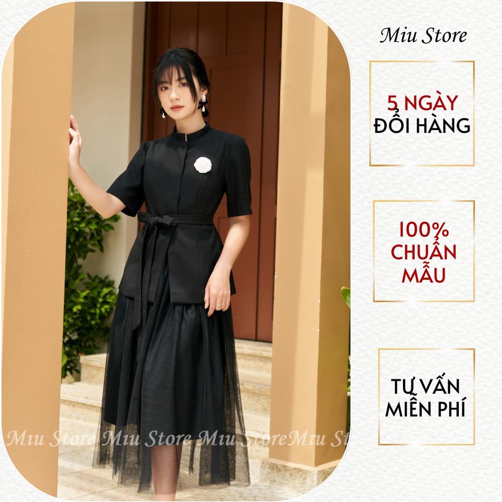 Set bộ áo vest và chân váy voan lưới xoè hàng thiết kế cao cấp Miu Store