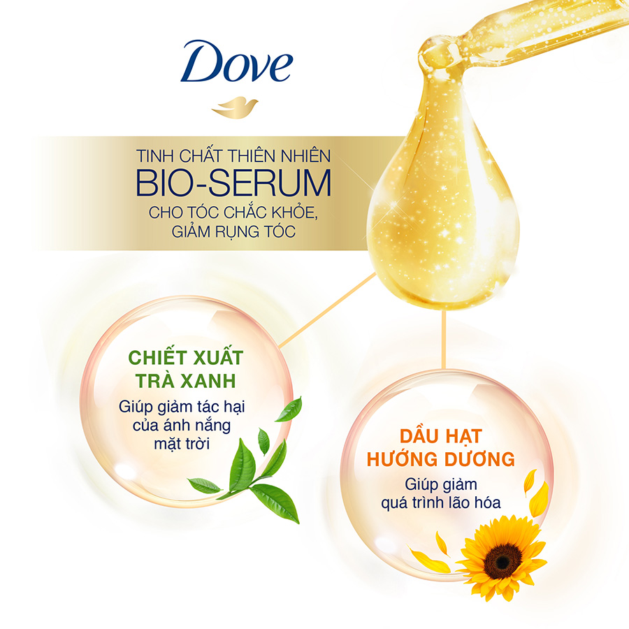 Dầu gội DOVE với Tinh chất thiên nhiên Bio-Serum ngăn rụng tóc cho tóc chắc khỏe X5 lần 880g