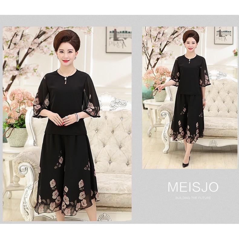 BỘ QUẦN ÁO CAO CẤP CHO MẸ ĐI CHƠI ( hoa hồng cu)