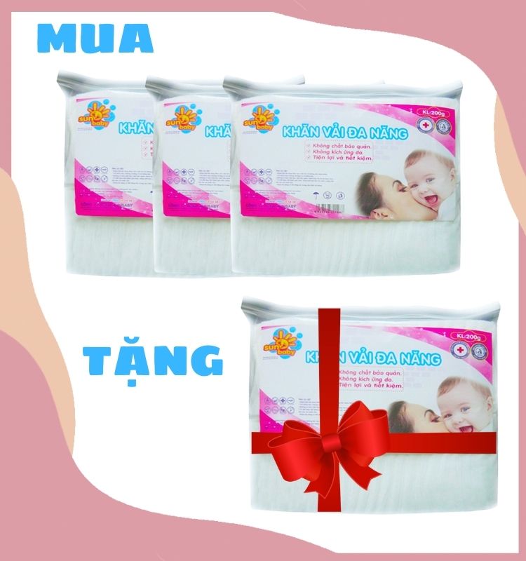 [MUA 3 TẶNG 1] Combo 3 Bịch Khăn vải khô đa năng - Sunbaby