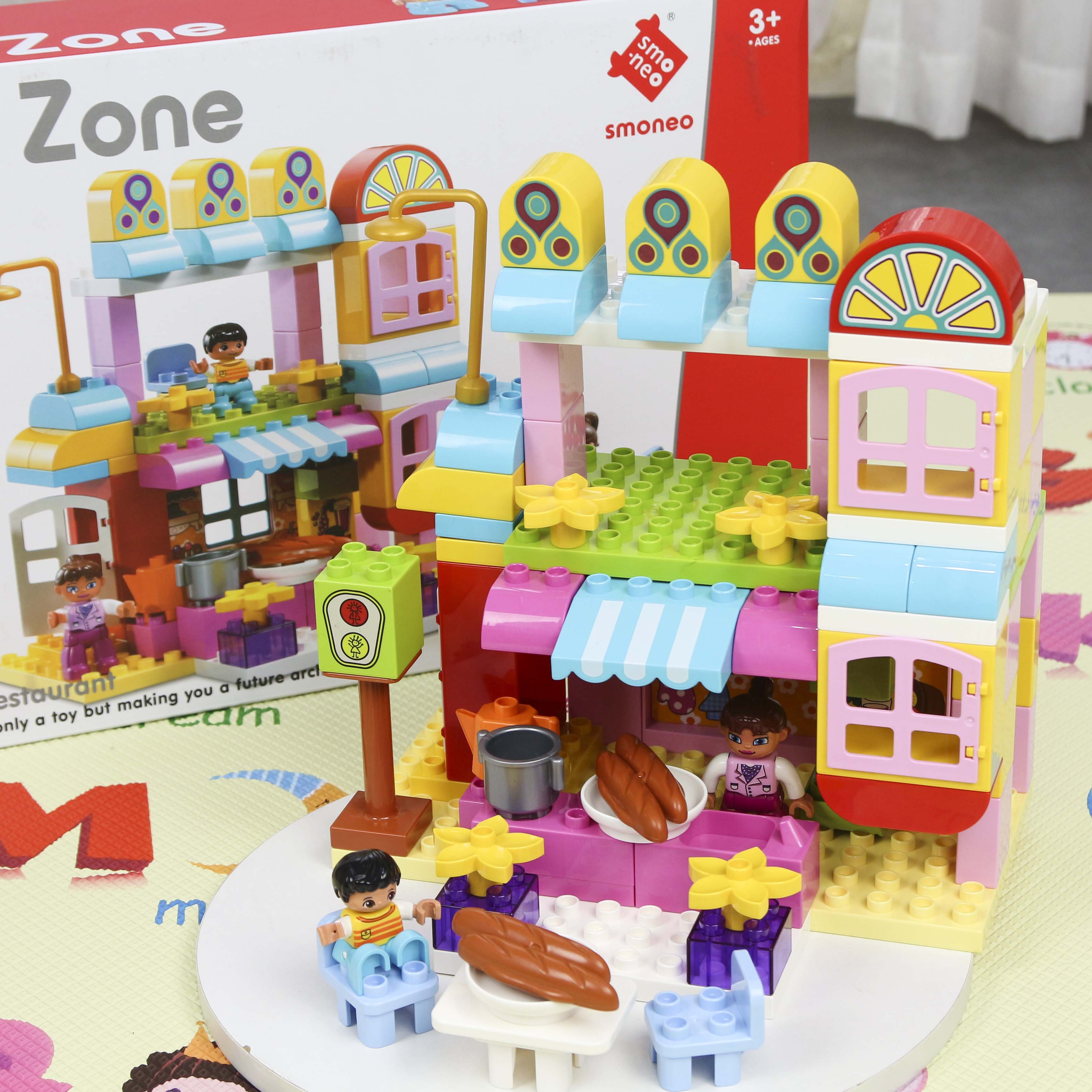 Bộ đồ chơi lắp ghép, ghép hình smoneo duplo cho bé cho bé nhà hàng vui vẻ 81 chi tiết - Toyshouse - 55002