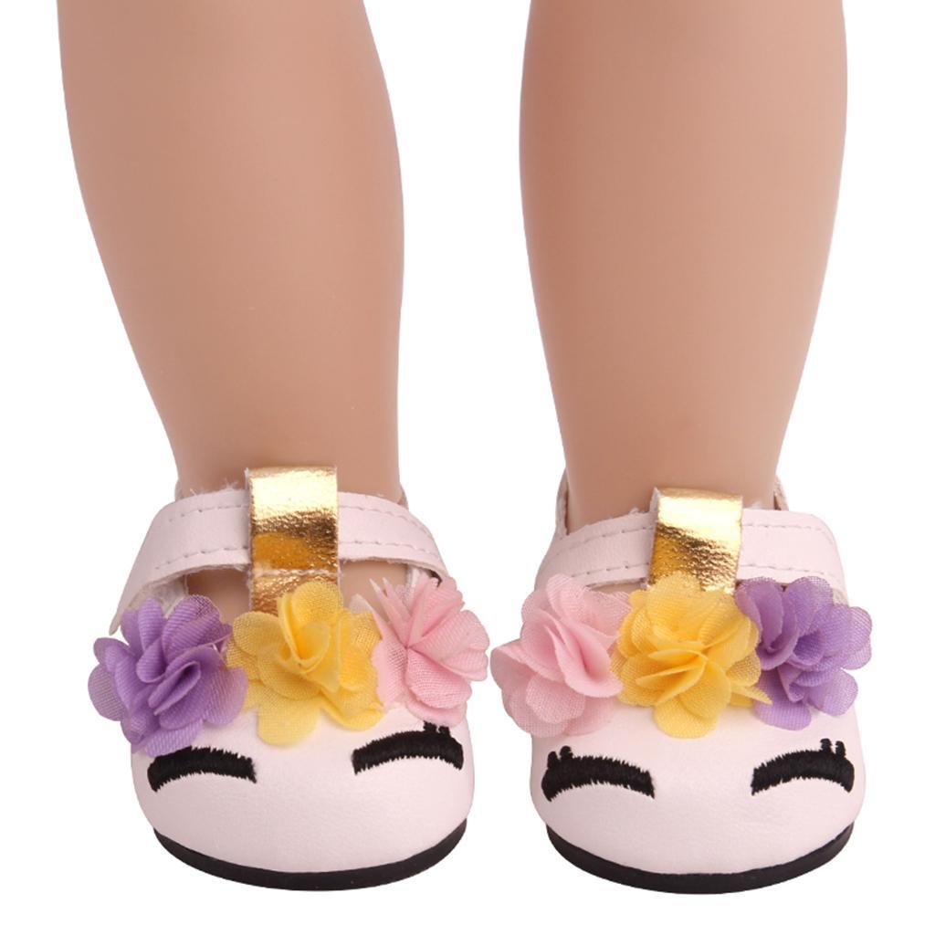 18inch Girl Doll  Shoes Flat for  Doll Clothes  Gift White