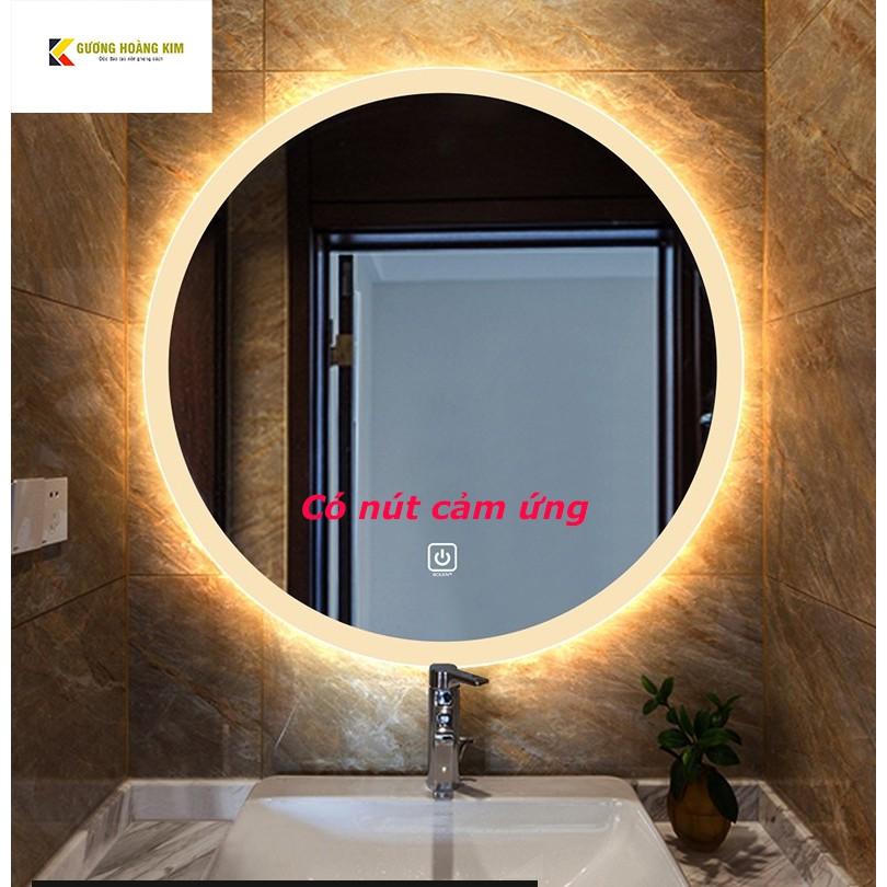 Gương tròn đèn led nhà tắm để bàn trang điểm treo tường cảm ứng thông minh cao cấp kich thước D40 - guonghoangkim mirror