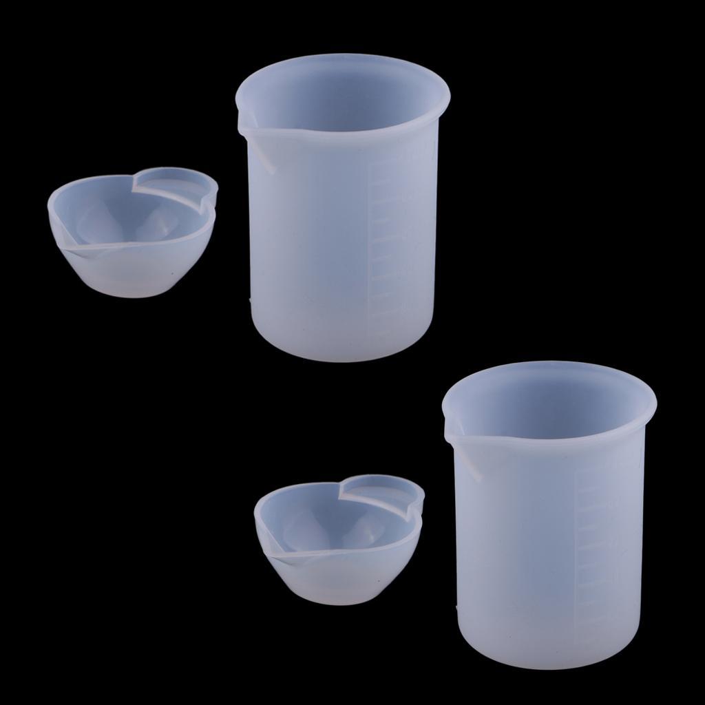 4Pcs Measuring Cup Clear Silicone Reusable Mixing Cup